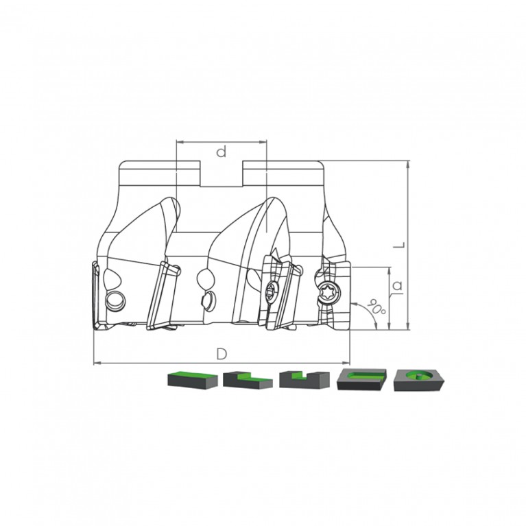 Корпус фрезы TK90 AP17 D80 A27 Z07-H Турция