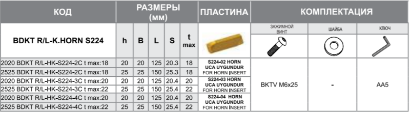 Державка 2020 BDKTR-HK-S224-4C t max:20 Турция