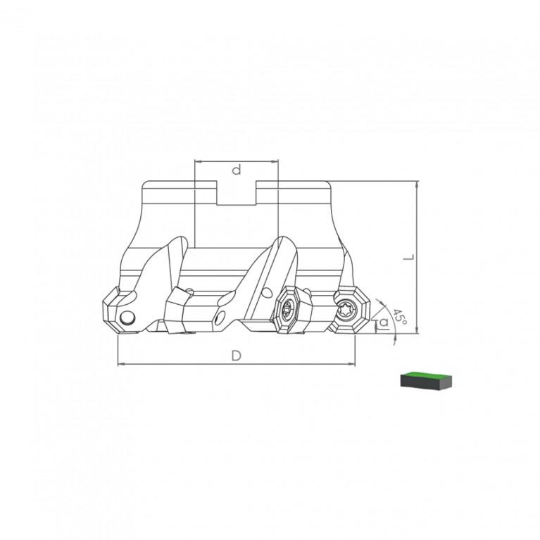 Корпус фрезы TK45 OD05 D100 A32 Z08-H Турция