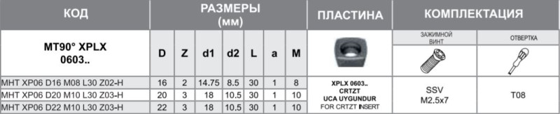 Корпус фрезы MHT XP06 D16 M08 L25 Z02-H Турция